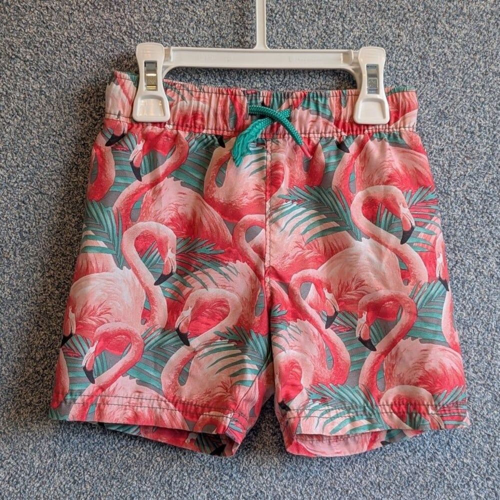 Old Navy Boys Size 3T Flamingo Fun Graphic Print Elastic Waist Swim Trunks